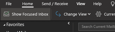 Home Option at the Top of Outlook Inbox