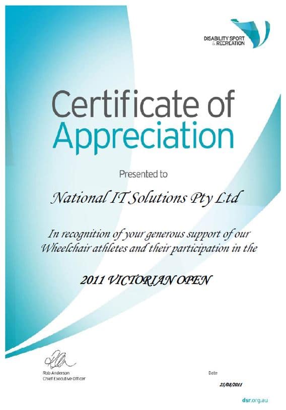 Certificate of Appreciation DSR 2011